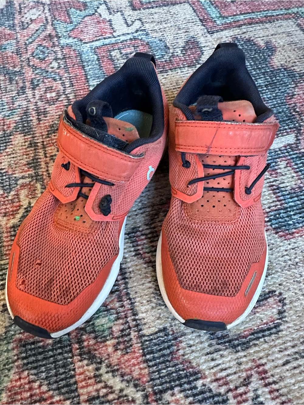 On Running Kids Orange Mesh Sneakers with Hook-and-Loop Strap
